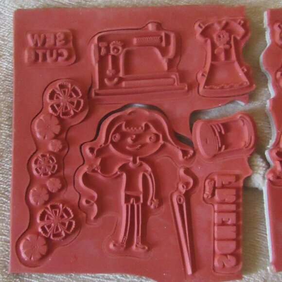 Unity Cosmo Cricket "Material Girl" Red Rubber 16 Stamp Set Sewing Theme - Picture 5 of 14